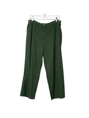 Christopher & Banks Green Linen Blend Wide-Leg Pants 10 Relaxed Fit Side Pockets
